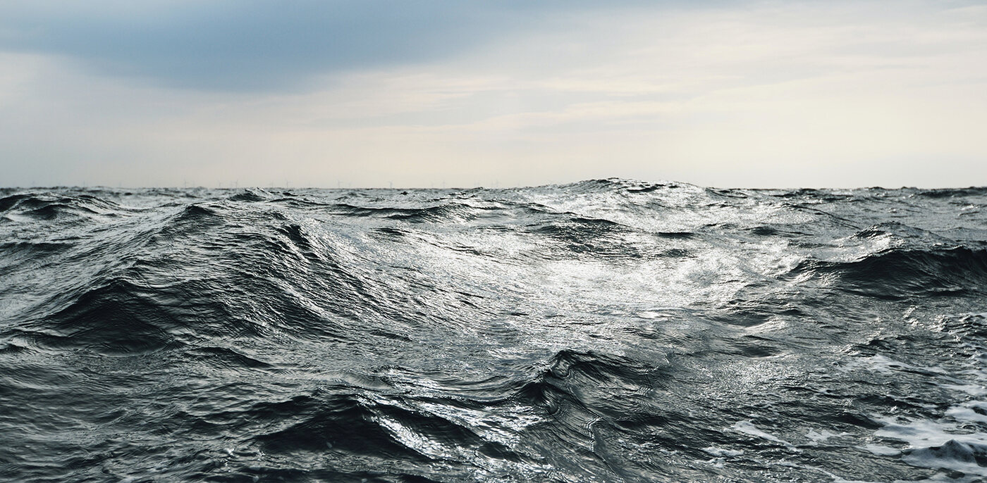 Stormy open ocean swells